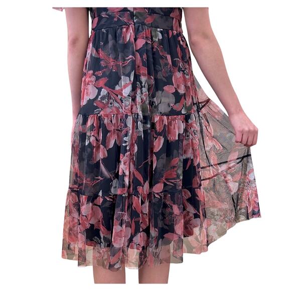 Y2K Cottage Romantic Floral Sheer Overlay Whimsygoth Fairy Dress Women Medium - Picture 6 of 11